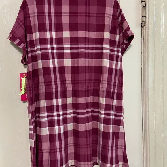 Feathers Maternity plaid short sleeves shirt dress  1X - Picture 10 of 10